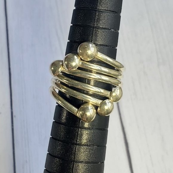 Sterling Silver Triple Layer Beaded Wrap Ring - Picture 4 of 15